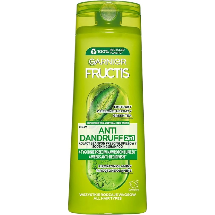 Sampon anti-matreata, Garnier Fructis 2 in 1, ceai verde, toate tipurile de par, 400 ml