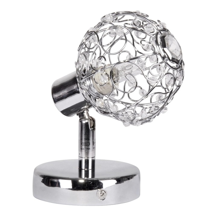 Aplica de perete Candellux COLLAR, metal cromat, cristale acrilice, 14x14x8cm