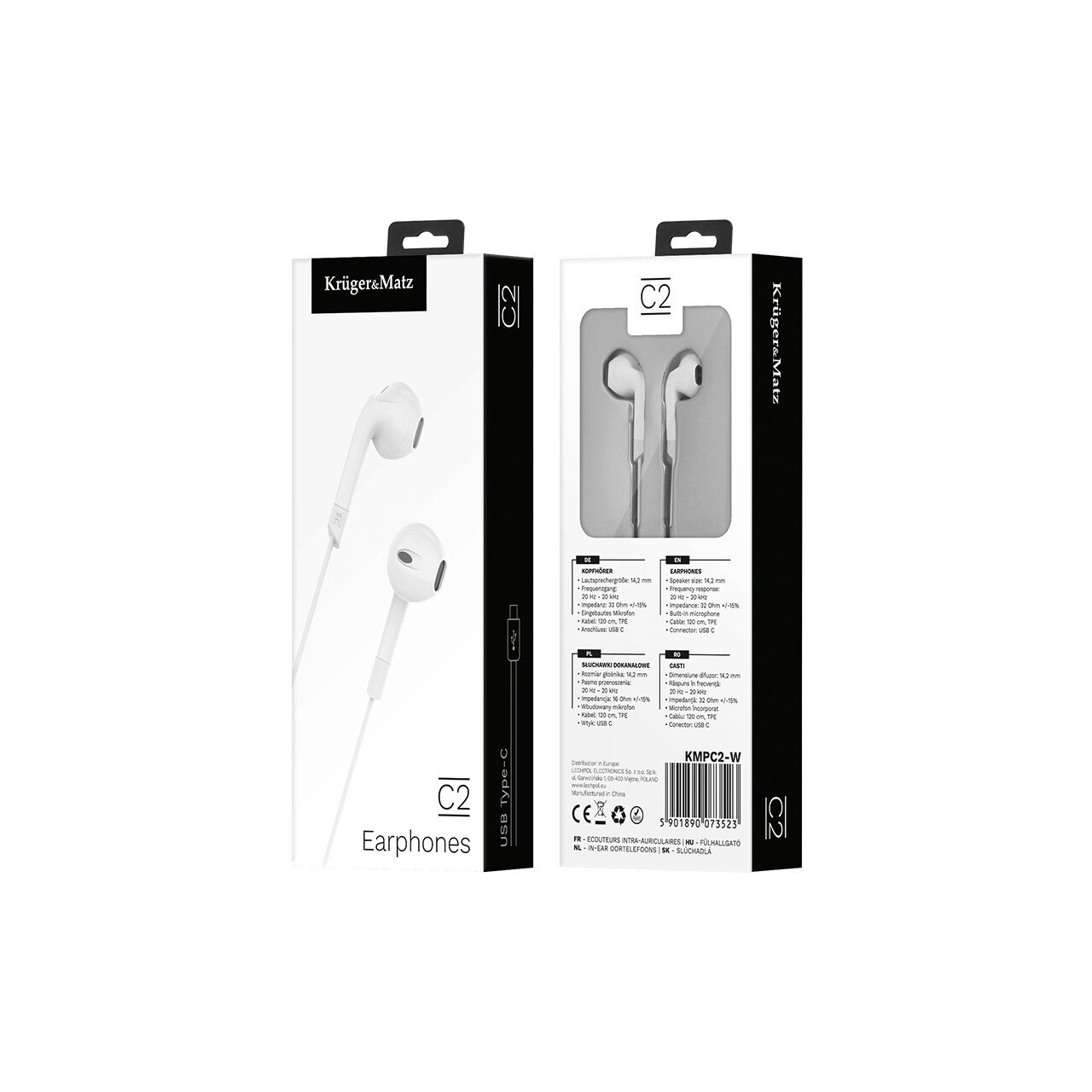 Casti cu fir In-Ear, Microfon, conectivitate USB-C, Dimensiune difuzor 14.2 mm, Alb