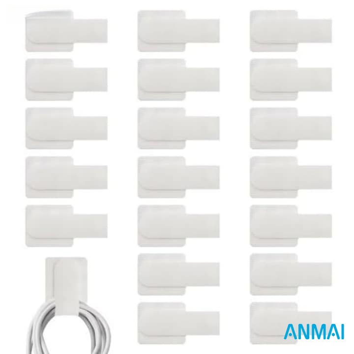 Set 20 benzi reutilizabile cu arici autoadeziv Anmai, 3x9cm, Alb, Organizator pentru cabluri, management eficient acasa, birou, centre de date, electronice