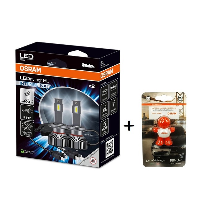 Set becuri LED auto Osram LEDriving HL INTENSE, H7, +400%, 64210DWINN-2HB, 42W, 12V, PX26D, cu ventilator, 2 bucati