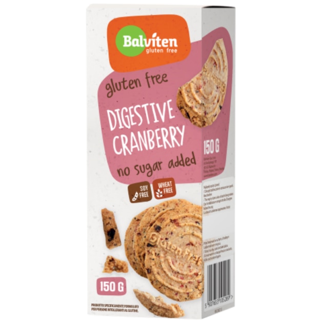 Biscuiti digestivi cu merisoare fara gluten Balviten, 150g