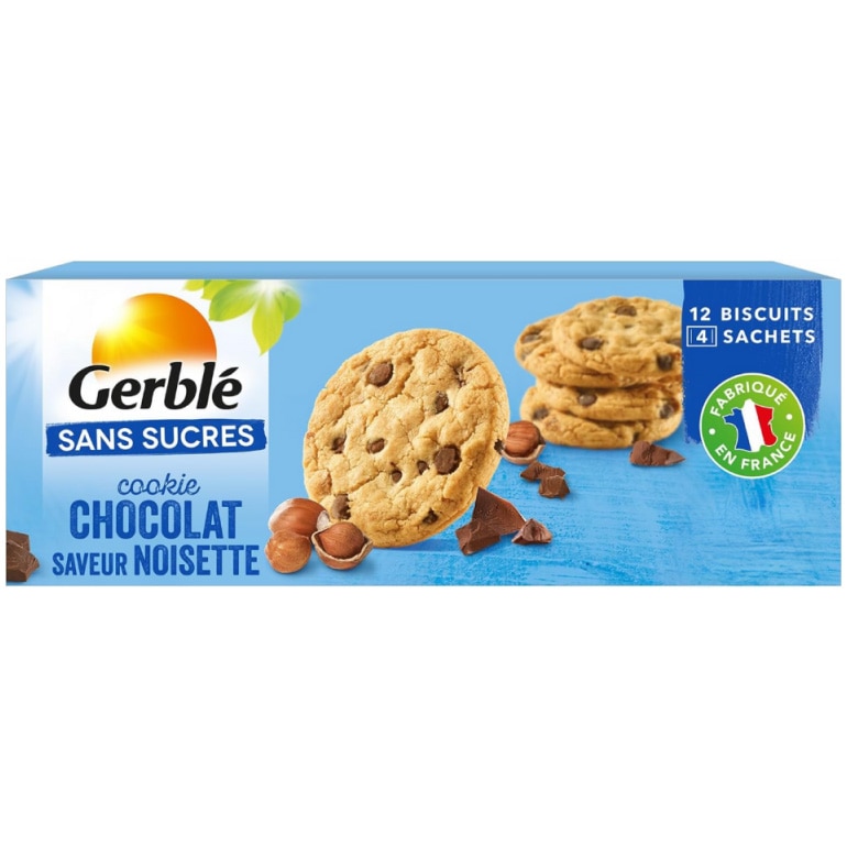 Biscuiti cu pepite ciocolata si alune fara zahar Gerble, 130g