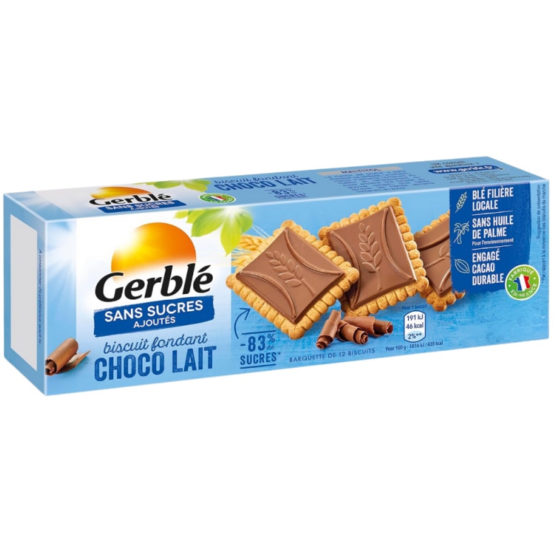 Biscuiti tableta ciocolata si lapte fara zahar adaugat Gerble, 126g