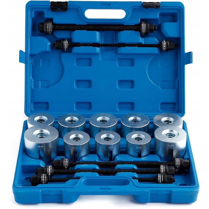 Extractor de mansoane si rulmenti, Luxtom, Set de adaptoare pentru presa, 34-90 mm, 12 unelte, Otel de inalta calitate, Destinat utilizarilor profesionale in atelier