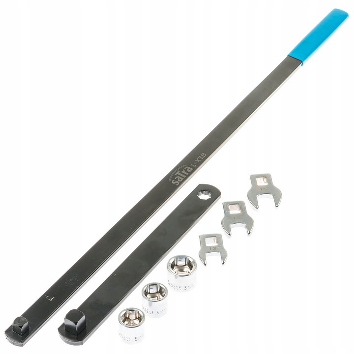 Инструмент за монтаж и демонтаж на клинови ремъци, Satra, Автоаксесоари, Комплект от 12 инструмента, Ергономична дръжка, Дължина на лоста 590 мм, Съвместим с повечето автомобили
