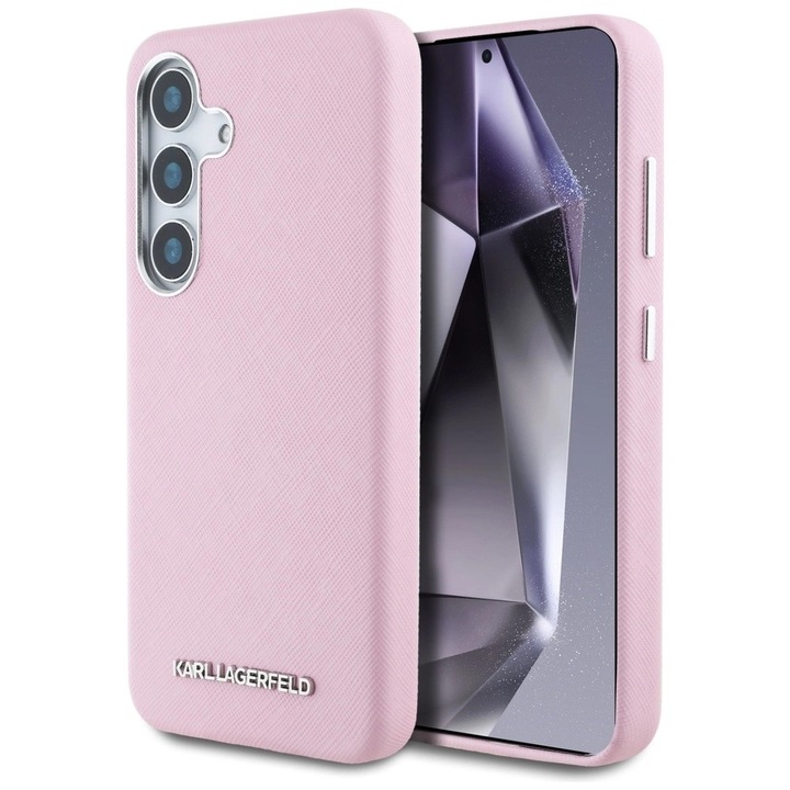 Etui pentru Samsung Galaxy S25, Karl Lagerfeld, Saffiano Full Wrapped, roz, TPU/PC
