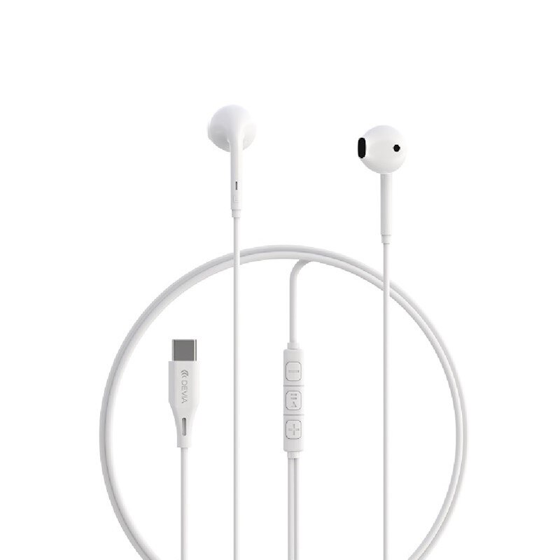Casti cu fir usb-c DEVIA Kintone A3 white