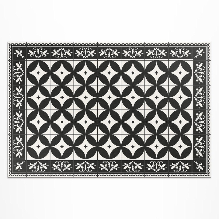 Covor de exterior, Wallfluent, Roti cu gresie, Fractal negru alb, 60x90 cm, 010260370010000020202