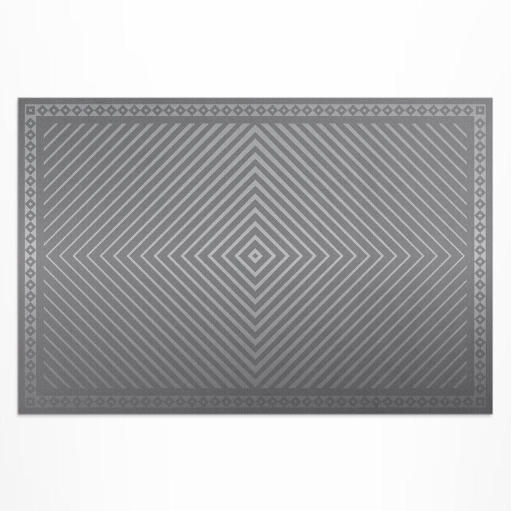 Covor pentru terasa, Wallfluent, Romburi geometrice, Gri, 120x180 cm, 010260370040000020265