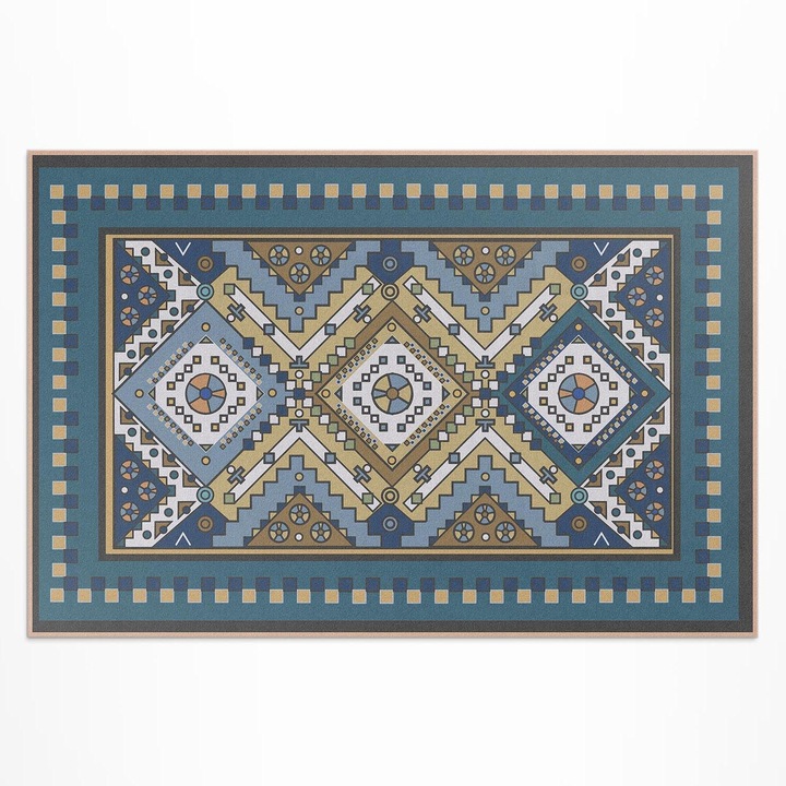 Covor de terasa, Wallfluent, geometric marocan, Bleumarin, 120x180 cm, 010260370040000020253