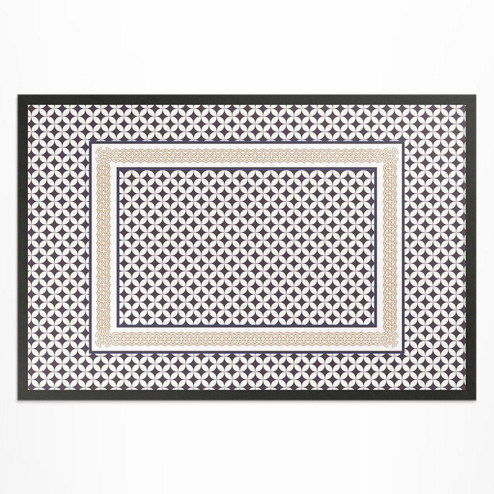 Covor de terasa, Wallfluent, Impletitura geometrica, Negru, 120x180 cm, 010260370040000020276