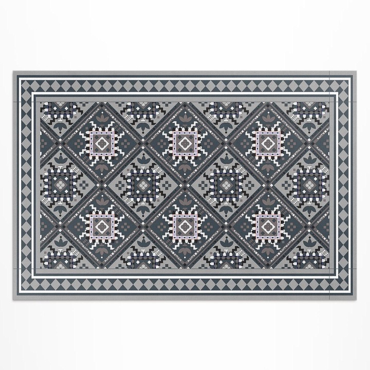 Covor de terasa, Wallfluent, Geometrie araba, Gri, 120x180 cm, 010260370040000020280