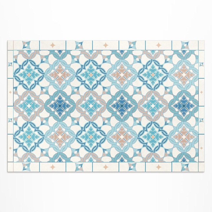 Covor de terasa, Wallfluent, Tesatura geometrica, Albastru, 120x180 cm, 010260370040000020300