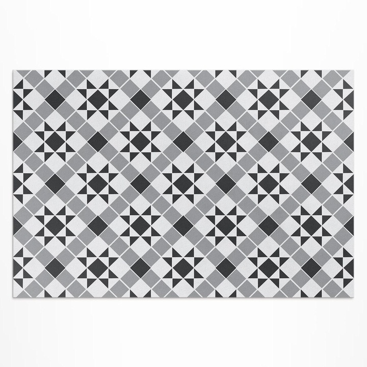 Covor de exterior pentru terasa, Wallfluent, Stele gotice, Negru, 120x180 cm, 010260370040000020396