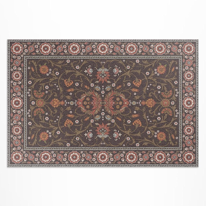 Covor de exterior, Wallfluent, Flori clasice, Maro, 60x90 cm, 010260370010000031011