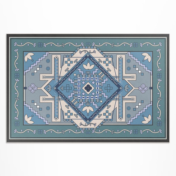 Covor de exterior, Wallfluent, Geometrie araba, Albastru, 120x180 cm, 010260370040000020263