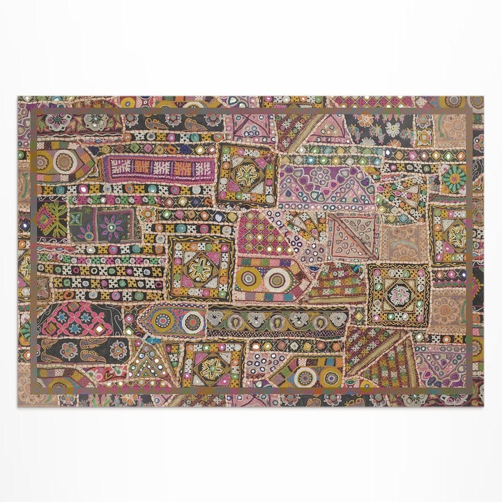 Covor de terasa, Wallfluent, Patchwork etnic, Maro, 120x180 cm, 010260370040000033232
