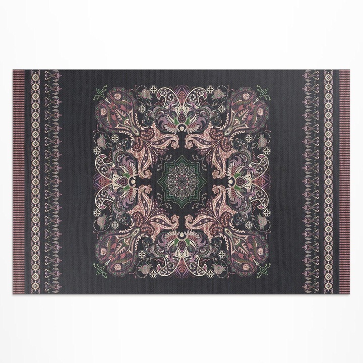 Covor de terasa, Wallfluent, Ornat elegant, Gri, 120x180 cm, 010260370040000032094