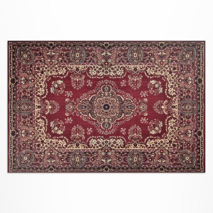 Covor de exterior pentru terasa, Wallfluent, Ornamental, Bordeaux, 120x180 cm, 010260370040000033230