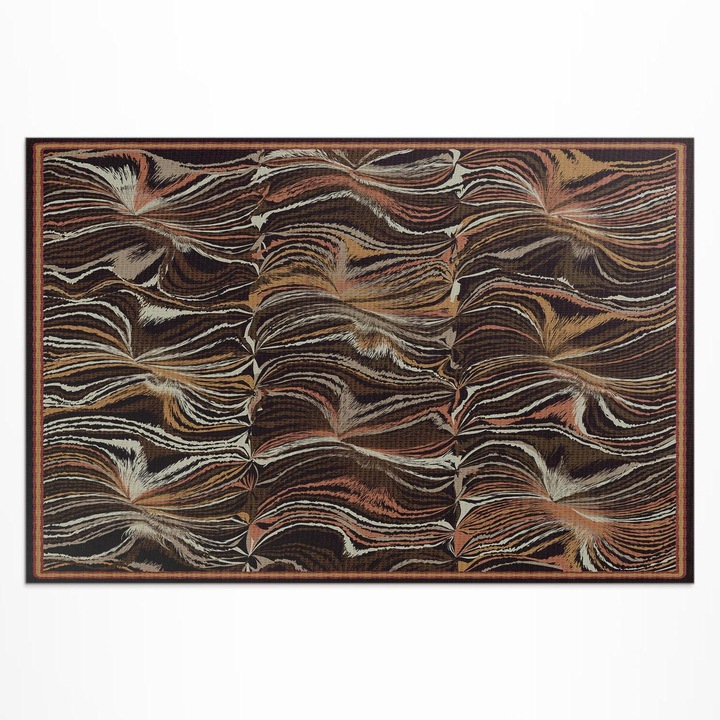 Covor de exterior pentru terasa, Wallfluent, Forme abstracte, Maro, 60x90 cm, 010260370010000033222