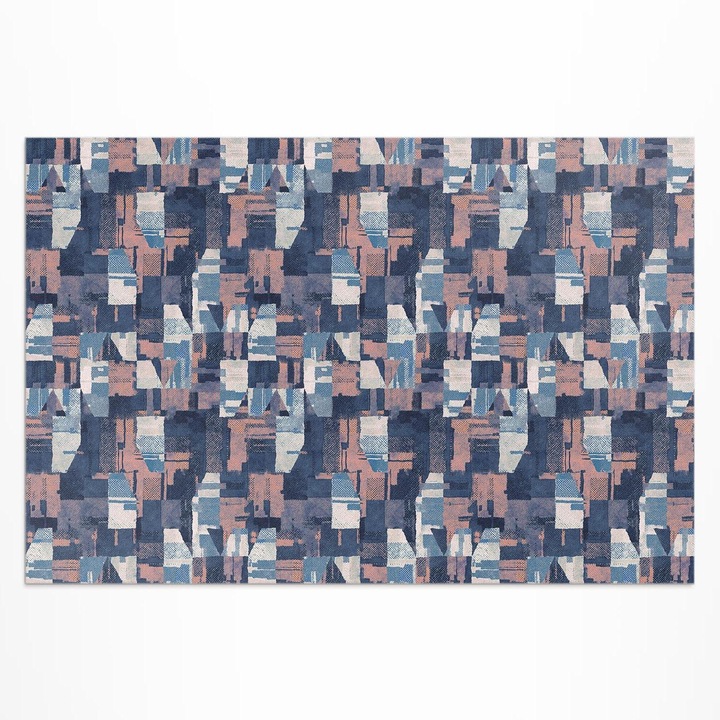 Covor de exterior pentru terasa, Wallfluent, Mozaic abstract, Violet, 120x180 cm, 010260370040000033404