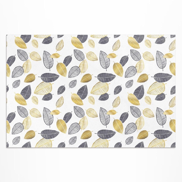 Covor de terasa, Wallfluent, Frunze deschise si intunecate, Galben, 120x180 cm, 010260370040000033455