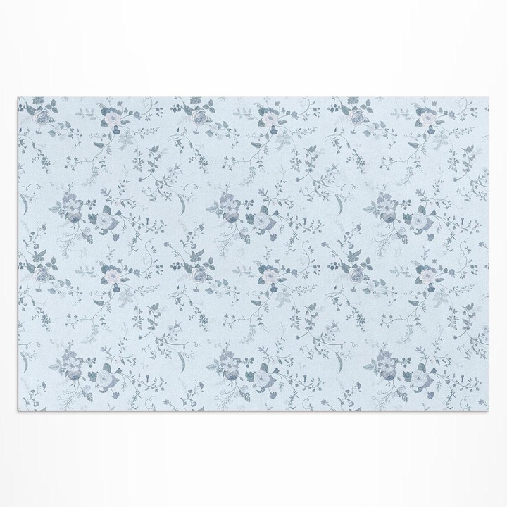 Covor de terasa, Wallfluent, Flori subtile, Albastru, 120x180 cm, 010260370040000033557