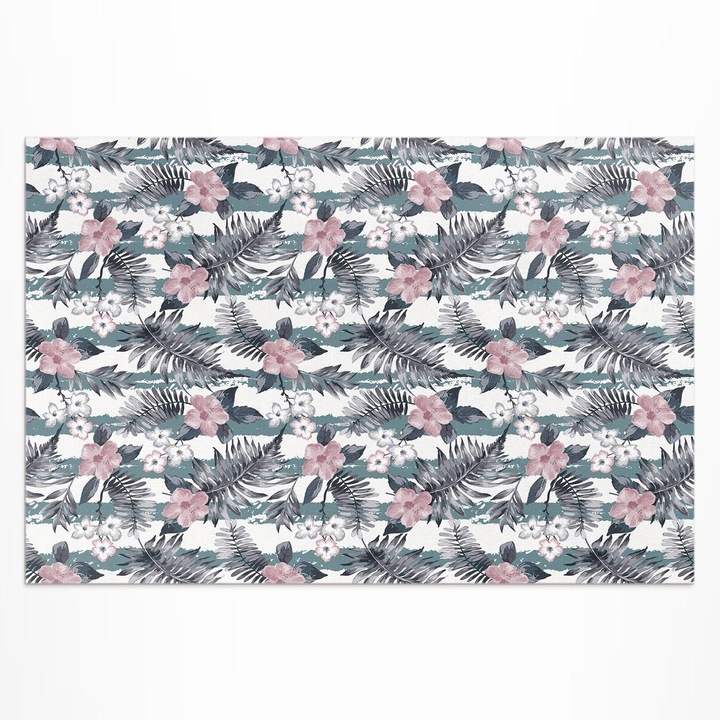 Covor de exterior, Wallfluent, frunze hawaiene, Gri, 150x225 cm, 010260370060000033550