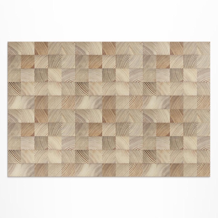 Covor de exterior, Wallfluent, Patrate de lemn, Bej, 120x180 cm, 010260370040000033568