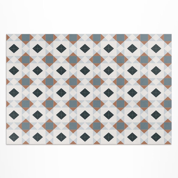 Covor de exterior pentru terasa, Wallfluent, Mozaic geometric, Gri, 120x180 cm, 010260370040000057111