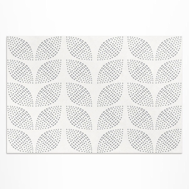 Covor pentru terasa, Wallfluent, Frunze intunecate, Fractal negru alb, 120x180 cm, 010260370040000057241