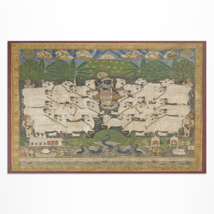 Covor de exterior pentru terasa, Wallfluent, Krishna cu vaci, Verde pal, 120x180 cm, 010260370040000077901