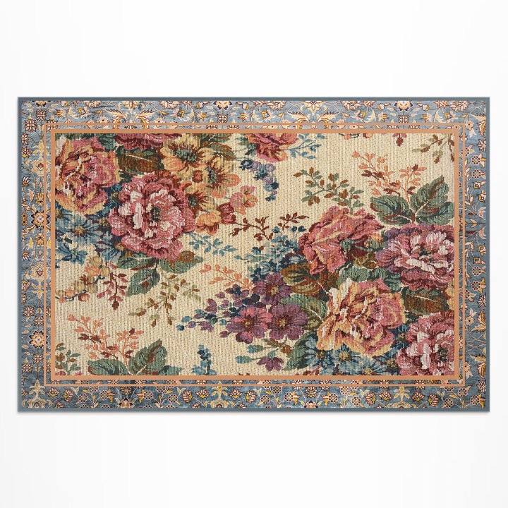 Covor de exterior, Wallfluent, Retro floral, Roz, 60x90 cm, 010260370010000273826