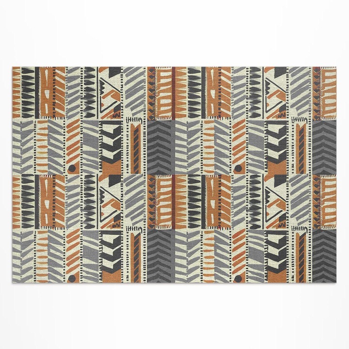 Covor de terasa, Wallfluent, Abstractia indiana, Portocaliu, 150x225 cm, 010260370060000281946