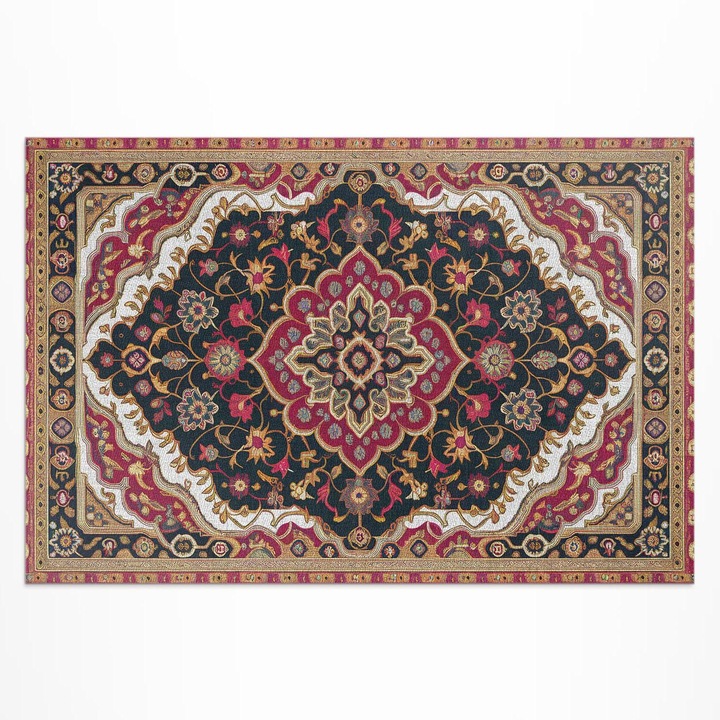 Covor pentru terasa, Wallfluent, Ornamente de plante, Maro, 60x90 cm, 010260370010000282025