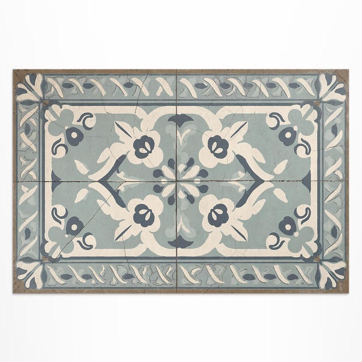 Covor de terasa, Wallfluent, Placi vechi, Albastru, 150x225 cm, 010260370060000282066