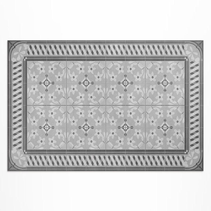 Covor pentru terasa, Wallfluent, Ornamente retro, Gri, 150x225 cm, 010260370060000282113