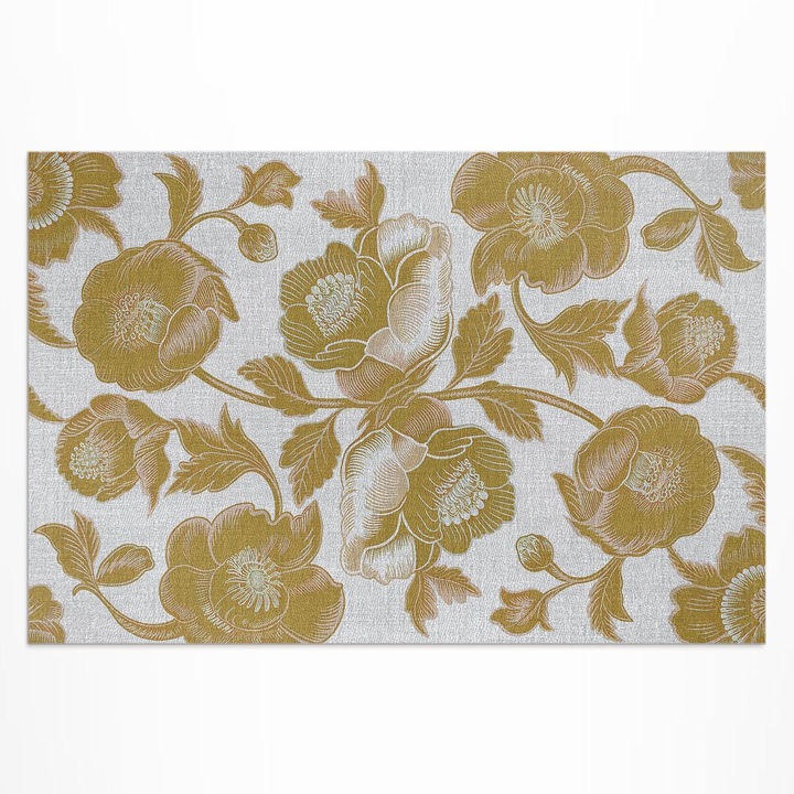 Covor de exterior, Wallfluent, Retro botanic, Galben, 60x90 cm, 010260370010000282103