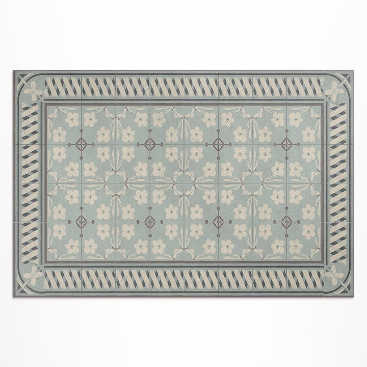 Covor de exterior, Wallfluent, Flori elegante, Gri, 60x90 cm, 010260370010000282111