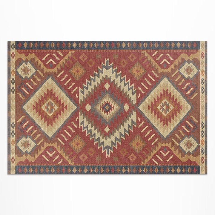 Covor de exterior, Wallfluent, armonie azteca, Portocaliu, 150x225 cm, 010260370060000282091