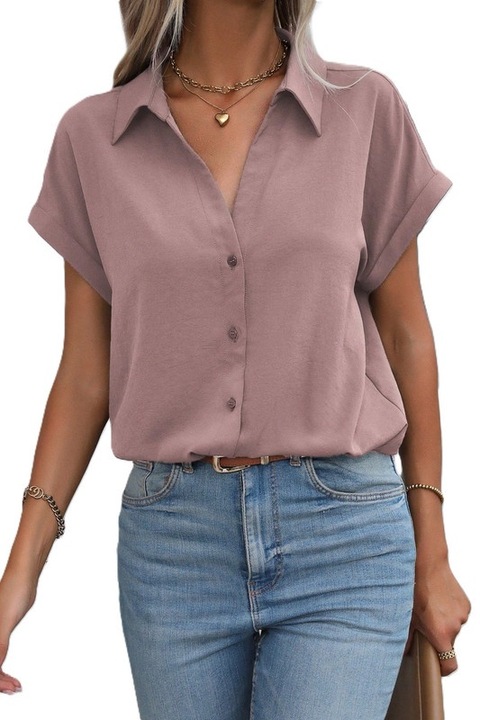 Camasa Dama, Cu Nasturi, Croiala Lejera Si Maneci Liliac, Mov Pal, XL