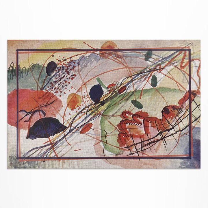 Covor pentru terasa, Wallfluent, Acuarela - autor Wassily Kandinsky, Bej multicolor, 120x180 cm, 010260370040000031786