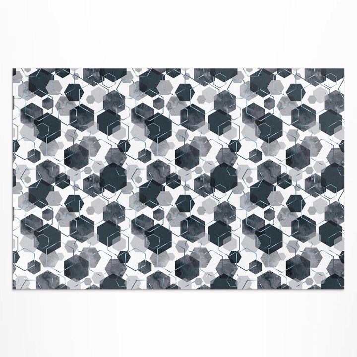 Covor de terasa, Wallfluent, Hexagoane acuarele, Gri, 120x180 cm, 010260370040000033431