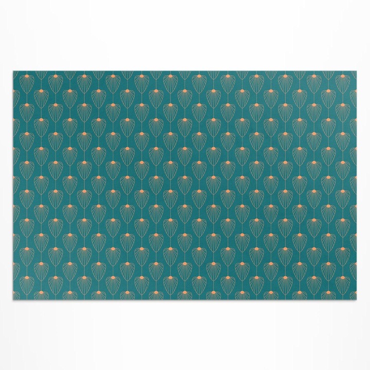 Covor pentru terasa, Wallfluent, Frunze repetate, Bej turcoaz, 120x180 cm, 010260370040000033525