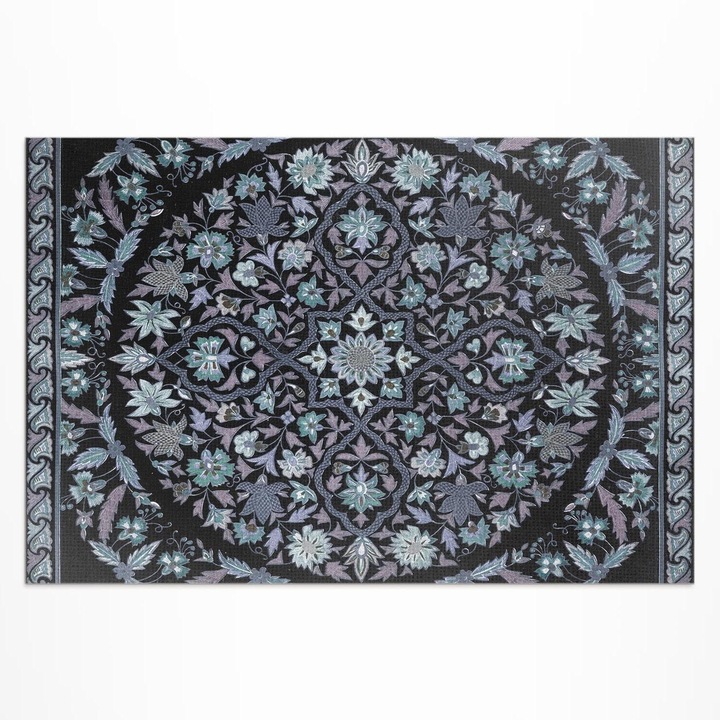 Covor de exterior, Wallfluent, Mandala brodata, Albastru, 60x90 cm, 010260370010000273830