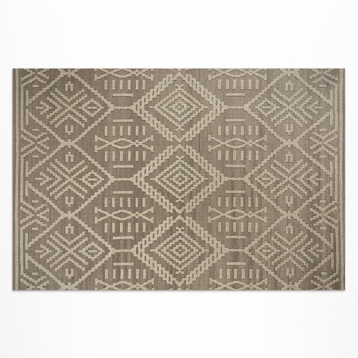 Covor de exterior pentru terasa, Wallfluent, Retro Aztec, Maro, 150x225 cm, 010260370060000282080