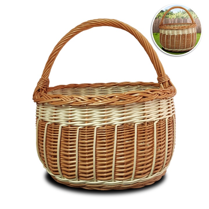 Cos de rattan, GraweroweLove, 41x29x36cm, natural, 18l