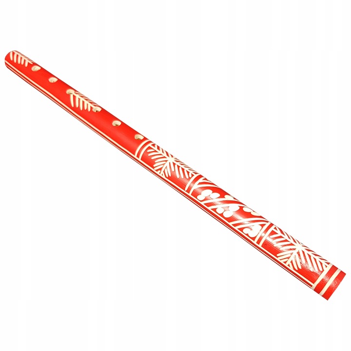 Flaut din lemn, GraweroweLove, 33,5x2cm, rosu, jucarie muzicala