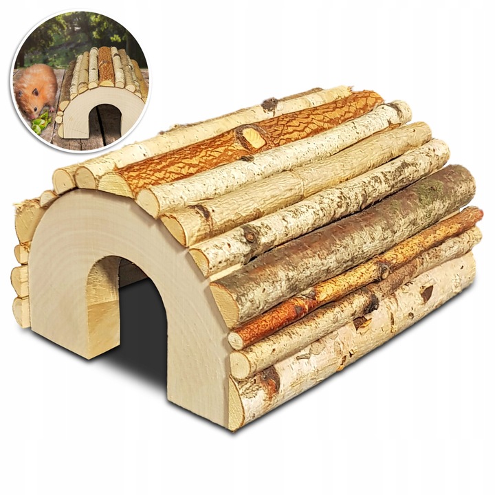 Casuta pentru hamster, GraweroweLove, din lemn de mesteacan, 19x15x10cm, natural